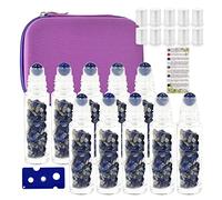 Juanxian 10pcs 10ML Clear Glass Bottles w Free Carrying Case Natural Semiprecious Stones Essential Oil Gemstone Roller Ball Healing Crystal Chips Inside（lapis lazuli）
