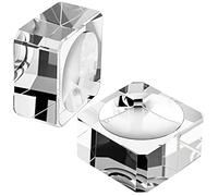 Juanxian 2 Pcs 1.4in Square Crystal Ball Stand Clear Glass Ball Display Stand for 60mm to 90mm Crystal Ball