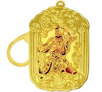Juanxian 2024 Feng Shui Peace Wealth Porsperity Success Good Luck Golden Red Sun Wukong Keychain Earth Seal Keychain w5469