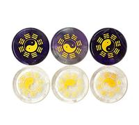 juanxian Set of 6 Yin Yang Bagua Purple & White Healing Crystal Ornaments Stones Reiki Set W4298