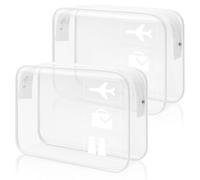 JuanYi 2 Pack Clear Travel Toiletries Bag, TSA Approved Waterproof Toiletry Bags with Zipper, Transparent Cosmetic Makeup Organizer for Women & Men, Airport Security Compliant (White