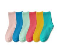 JuanYi 6 Pairs Coloured Socks Women | 80% Cotton + 20% Elastane | Breathable, Moisture-Wicking Athletic Socks for Running, Gym, Daily Wear | Multi-Color (UK 4-7)