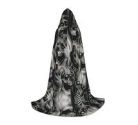 JUANYQME Cool Evil Skull Print Hooded Cape For Teenagers Stylish, Comfortable, For Kids, Teens
