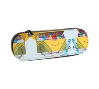 JUANYQME Cute Crayons Box Print Leather Pencil Case Unique Print Design, Durable and Functional