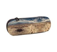 JUANYQME Desert Footprints Print Leather Pencil Case Unique Print Design, Durable and Functional