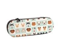 JUANYQME Dog Icon Print Leather Pencil Case Unique Print Design, Durable and Functional