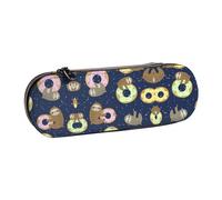 JUANYQME Donuts Lazy Print Leather Pencil Case Unique Print Design, Durable and Functional