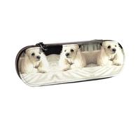 JUANYQME French Poodle Print Leather Pencil Case Unique Print Design, Durable and Functional