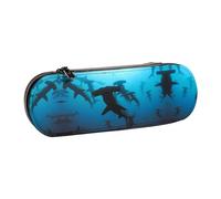 JUANYQME Hammerhead Sharks Print Leather Pencil Case Unique Print Design, Durable and Functional