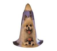 JUANYQME Happy Short-Haired Pomeranian Print Hooded Cape For Teenagers Stylish, Comfortable, For Kids, Teens