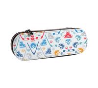 JUANYQME Hockey Elements Creative Patterned Print Leather Pencil Case Unique Print Design, Durable and Functional