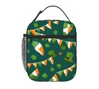 JUANYQME Irish Flag Decor Print Lunch Bag Cooler Thermal Waterproof Reusable