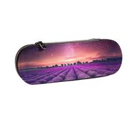 JUANYQME Lavender Fields Print Leather Pencil Case Unique Print Design, Durable and Functional