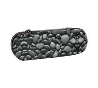 JUANYQME Many Black Pebbles Print Leather Pencil Case Unique Print Design, Durable and Functional