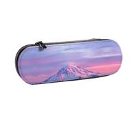 JUANYQME Mount Rainier National Park At Sunset Print Leather Pencil Case Unique Print Design, Durable and Functional