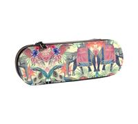 JUANYQME Peacock Feathers Elephant Print Leather Pencil Case Unique Print Design, Durable and Functional