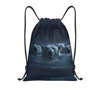 JUANYQME Polar Bears Floating Print Drawstring Bags For Gym, Yoga, Travel Daily Use Easy-Fold, Adjustable Strap Drawstring Bag