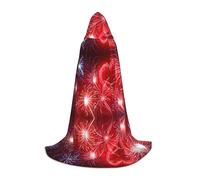 JUANYQME Red Hearts Fireworks Print Hooded Cape For Teenagers Stylish, Comfortable, For Kids, Teens