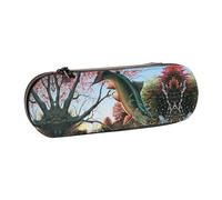 JUANYQME Safflower Flying Fish Print Leather Pencil Case Unique Print Design, Durable and Functional