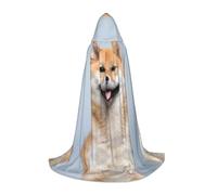JUANYQME Smiling Shiba Inu Print Hooded Cape For Teenagers Stylish, Comfortable, For Kids, Teens