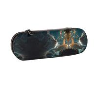 JUANYQME The Cat That Eats Fish Print Leather Pencil Case Unique Print Design, Durable and Functional