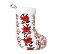 JUANYQME Ukrainian Embroidery Style Rose Print Christmas Stocking For Party Decoration And Xmas Day