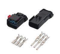 JUANZD 1/5/10/20/50 Sets 3 Pin 2.8 MM Waterproof Black Plug Auto Male Female Wiring Connector For 54200312(3p female male,50 SETS_3P)