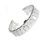 JUANZD 18mm 22mm For Arman- Ceramic Watch AR1400 AR1410 AR1403 AR1402AR1401 Watch Strap Band Bracelet Belt Black White Butterfly Button(White silver,22mm)