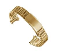 JUANZD Curved End Solid Stainless Steel Watchbands For Ome- 18mm 19mm 20mm Bead Of Rice Strap Men Bracelet(Gold,19MM_NOLOGO)
