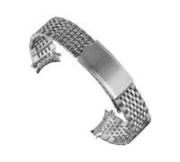 JUANZD Curved End Solid Stainless Steel Watchbands For Omega 18mm 19mm 20mm Bead Of Rice Strap Men Bracelet(Silver,19MM_NOLOGO)
