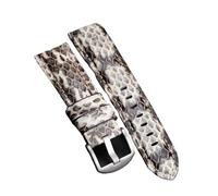 JUANZD Handmade Snakeskin Watchband 20MM 22MM 24MM Black White Green Blue Leather Strap Men's Snakeskin Watch Strap(Black-white sliverbu,20mm)