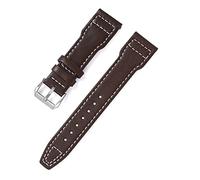 JUANZD Leather Watch Band Compatible With IWC Big Pilot Spitfire Brown Black Cowhide Watch Strap 20mm 21mm 22mm Wristband Accessory(Flat brown white,21mm)