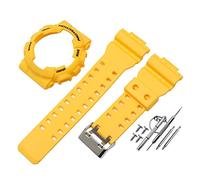 JUANZD Silicone Rubber Case Watchband Compatible With G-SHOCK GA-110/100 GA-120 GD-110 Men Sport Waterproof Band Strap Bracelet Accessories(Yellow-black word)