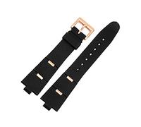 JUANZD Silicone Watch Barcelet Watch Accessories Band Compatible With DP42C14SVDGMT Convex 8mm Rubber Strap Men And Women 2 Types(Black - Rose Gold,24mm)