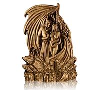 JUAPL Satan The Devil Lilith Double Statue, Supernatural Lucifer Demon Statue, Leviathan Satan Mystical Ornament, Altar Craft, Creative Desktop Decorations. (Gold)