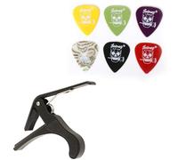 Juârez 6pcs Metal Capo for Guitar with One Hand Quick Change Guitar Pick Set Various Thicknesses (Celluloid + ABS), Random Color