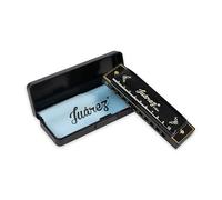 Juarez JRZ10HM/BK Key C Diatonic Blues Harmonica 10 Holes 20 Tone with Cover, Oral Organ for Beginners, Students, Kids and Professionals, Black
