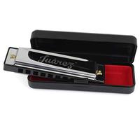 Juarez JRZ10HM Key C Diatonic Blues Harmonica 10 Hole 20 Tones with Case, Mouth Organ for Beginners, Students, Kids & Professionals, Silver