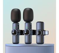 Juarez JRZJ1 USB-C Digital Wireless Microphone - Dual Mic Setup with Noise Cancellation, 360° Rotating Clip, Real-Time Monitoring, 100ft Range - for iPhone, Android, PC, Streaming, Interviews