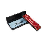 Juarez Key C Diatonic Blues Harmonica 10 Hole 20 Tones with Case & Cleaning Cloth | Phosphor Bronze Reeds, ABS Comb | Mouth Organ for Beginners, Kids, Students & Professionals, Red