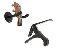 Juârez One Handed Trigger Guitar Metal Capo Quick Change Combo with Guitar Wall Hanger/Mount/Holder/Hook/Stand/Rack for Acoustic/Electric/Bass Guitars, with Fittings/Accessories, Black