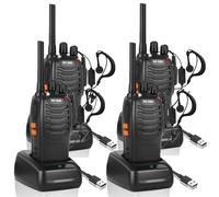 JUAUO 4Pcs Professional Walkie Talkies Long Range Rechargeable Two-Way Radios with VOX, 16 Channels, LED Light & Hands-Free Earpieces for Camping Hiking Travel Work Communication and Family Use