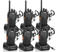 JUAUO 6Pcs Professional Walkie Talkies Long Range Rechargeable Two-Way Radios with VOX, 16 Channels, LED Light & Hands-Free Earpieces for Camping Hiking Travel Work Communication and Family Use