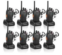 JUAUO 8Pcs Professional Walkie Talkies Long Range Rechargeable Two-Way Radios with VOX, 16 Channels, LED Light & Hands-Free Earpieces for Camping Hiking Travel Work Communication and Family Use