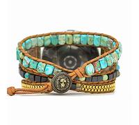Juaupepo Boho Stone Watch Strap Compatible with Samsung Galaxy Watch 3 45mm, Women Men 22mm Wristband Handmade Natural Stone Colorful Jasper Strap for Galaxy Watch 46mm /Gear S Smart Watch