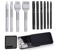 JUAYING Leather Hole Punch, Belt Hole Puncher for Leather, 4mm 1/2/4/6 Belt Hole Puncher, Diamond Lacing Stitching Chisel Set for Belt, Watch Band, Cloth, Storage Bag, Craft Supplies