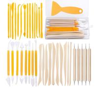 JUAYING Polymer Clay Tools, Pottery Clay Sculpting Tools, 39PCS Polymer Modelling Tool Set Wood Carving Tool for Sculpture, Modelling, Dotting, Pottery Craft, Engraving, Shaping, Embossing