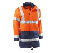 Juba 100% Polyester Oxford/PU padded parka with 3M reflective stripes, Fluorescent orange/navy, Size Medium