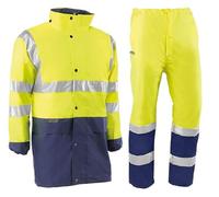 Juba 100% Polyester Oxford Wetsuit with PU Coating and 3M Reflective Strips, Fluorescent Yellow/Navy, Size XL