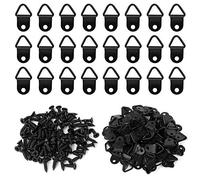 Jubaopen 100PCS Triangle Rings Picture Hanging Holder Canvas Hook Wall Bracket D Ring Frame Hooks Fixings Picture Eyelets with 100PCS Screws for Photo Frame Paintings Artwork Mirrors(Black)